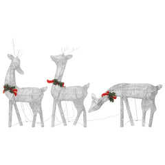 Christmas Reindeer Family Set of 3 Silver Fabric Large