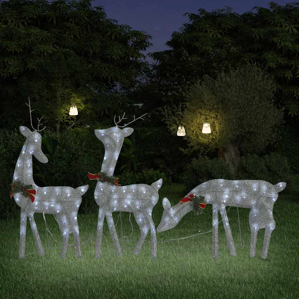 Christmas Reindeer Family Set of 3 Silver Fabric Large