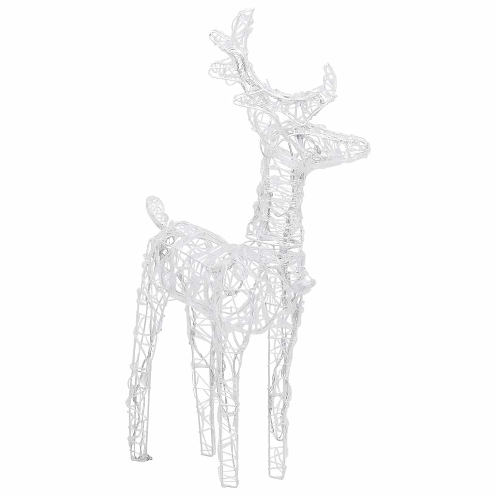 Two white wireframe reindeer figures with 80 warm white acrylic LED lights.