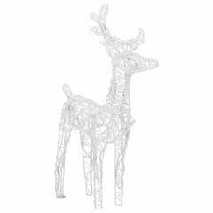 Two white wireframe reindeer figures with 80 warm white acrylic LED lights.