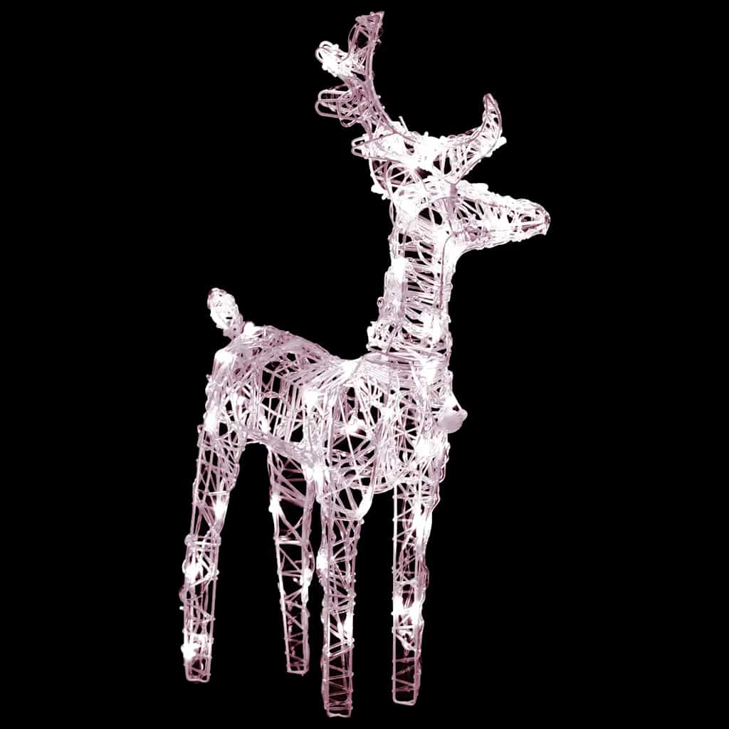 Two acrylic reindeer Christmas lights with warm white LEDs and antlers.