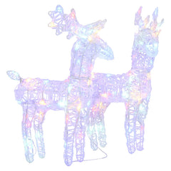 Two multicolor LED acrylic reindeer figures, each with 40 lights, in a 2-pack.