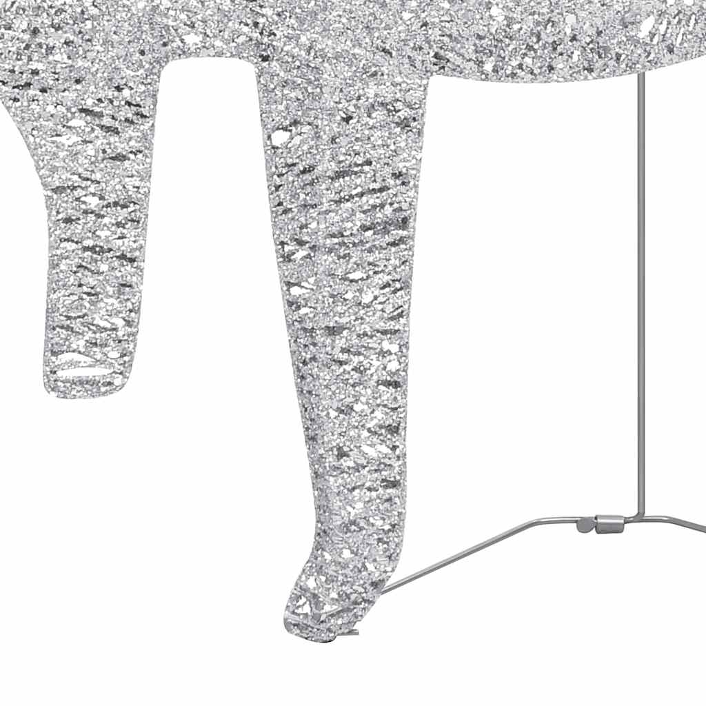 Silver light-up Christmas reindeer with 40 LEDs and 8 modes on a metal stand.