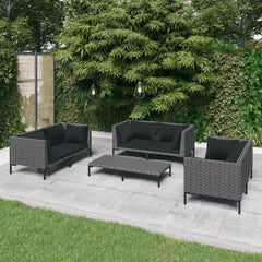 Garden Lounge Set Dark grey with black cushions