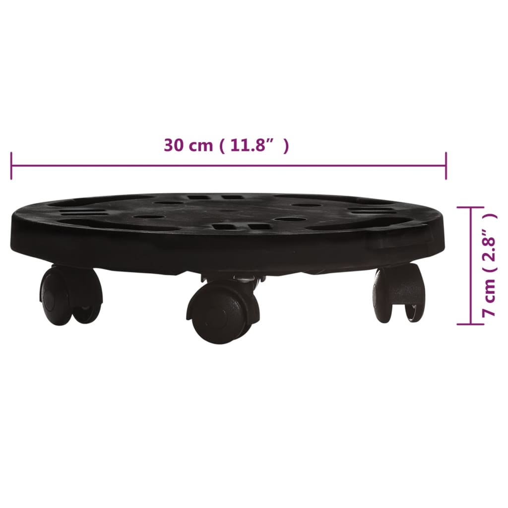 Plant Trolley with Wheels Diameter 11.8 Black 374.8 lb