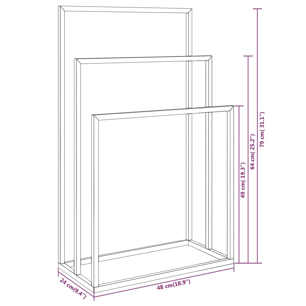 Freestanding Towel Rack Black 18.9x9.4x31.1 Iron