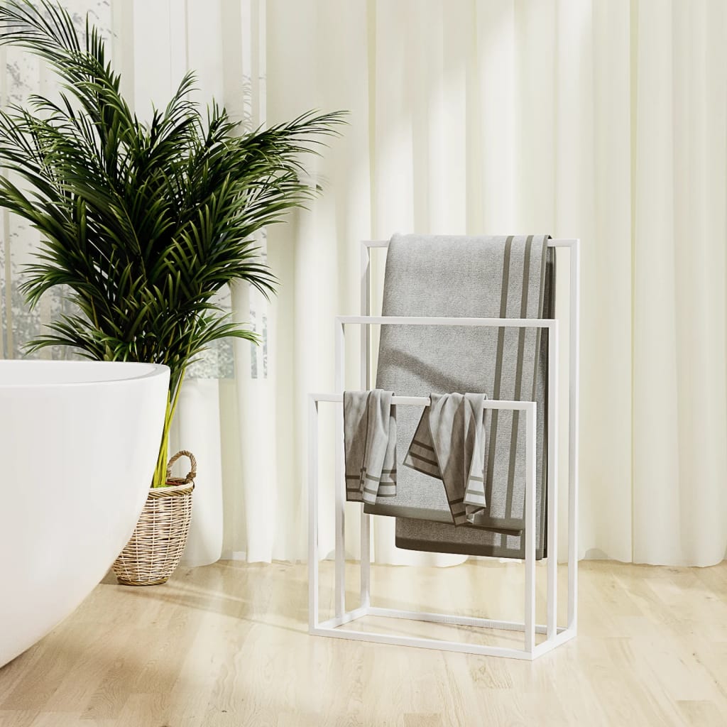 Freestanding Towel Rack White 18.9x9.4x31.1 Iron