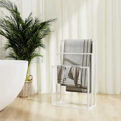 Freestanding Towel Rack White 18.9x9.4x31.1 Iron