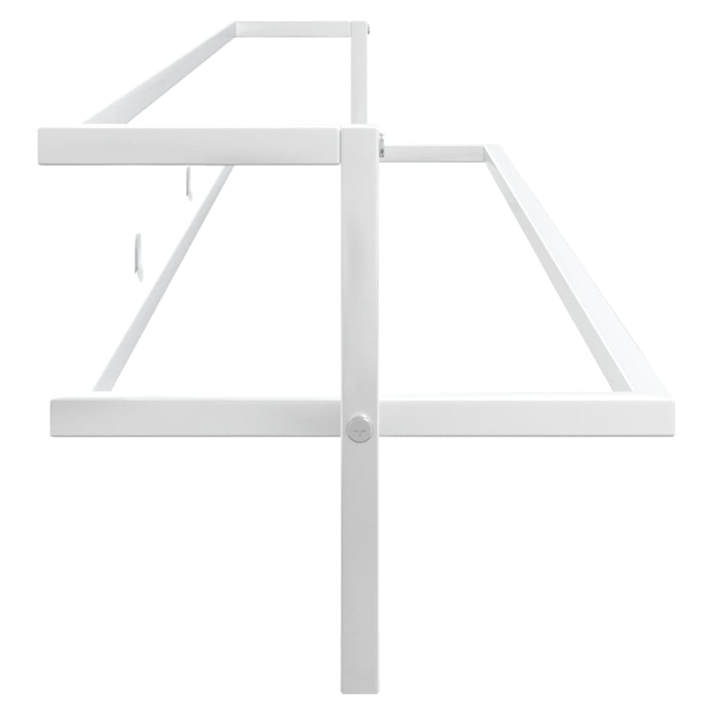 White wall-mounted iron towel rack with shelf, 37.4 by 9.8 by 8.7 inches.