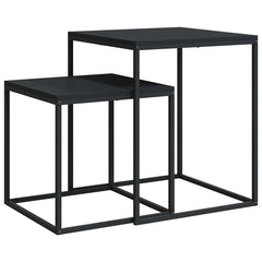 Coffee Table Set Set of 2 Black Engineered wood, Iron 2 pcs