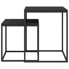 Coffee Table Set Set of 2 Black Engineered wood, Iron 2 pcs