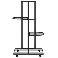 4-Floor Flower Stand with Wheels 17.3x9.1x31.5 Black Iron