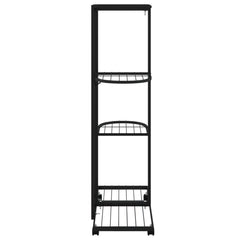 4-Floor Flower Stand with Wheels 17.3x9.1x31.5 Black Iron