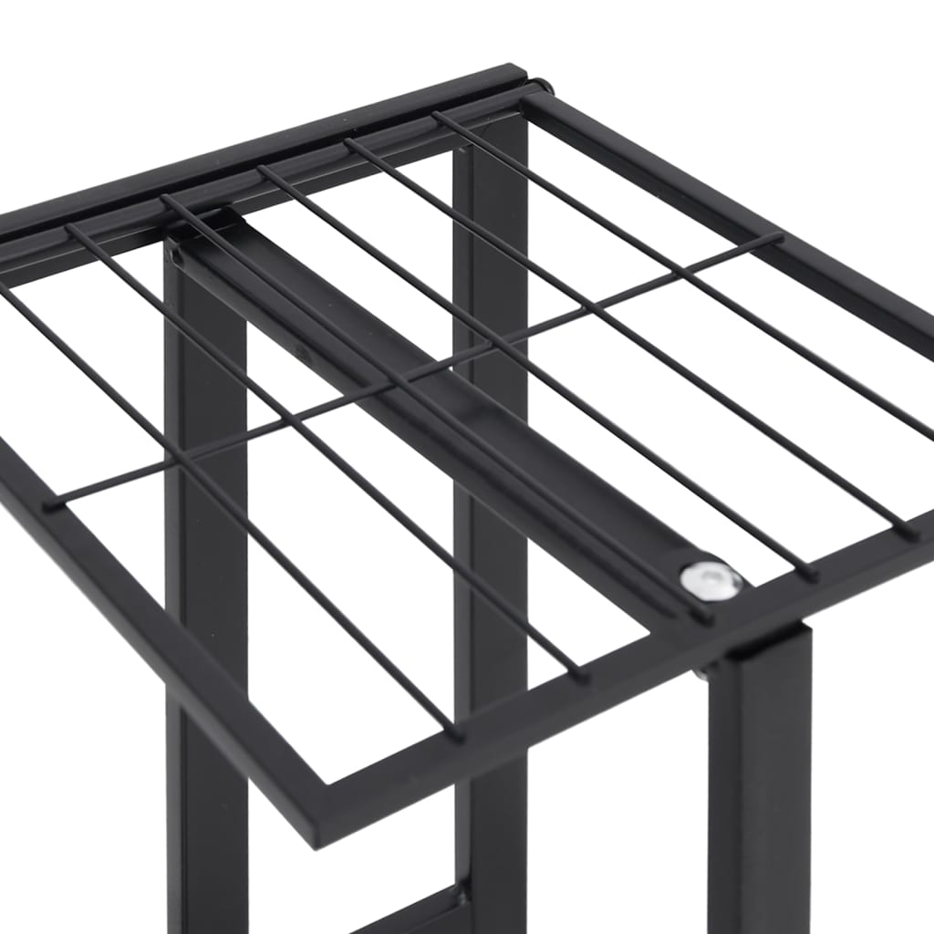 4-Floor Flower Stand with Wheels 17.3x9.1x31.5 Black Iron