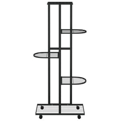 5-Floor Flower Stand with Wheels 17.3x9.1x39.4 Black Iron