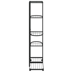 5-Floor Flower Stand with Wheels 17.3x9.1x39.4 Black Iron