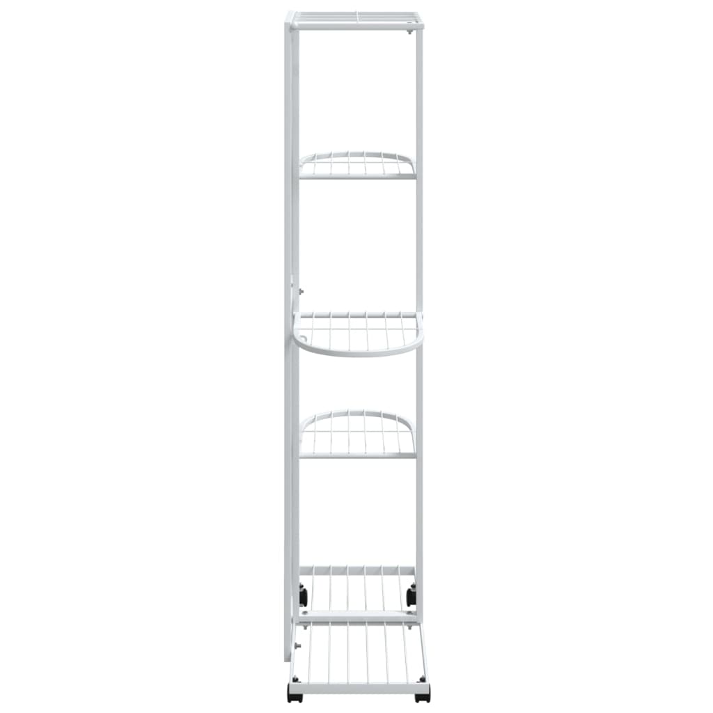 5-Floor Flower Stand with Wheels 17.3x9.1x39.4 White Iron