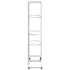5-Floor Flower Stand with Wheels 17.3x9.1x39.4 White Iron