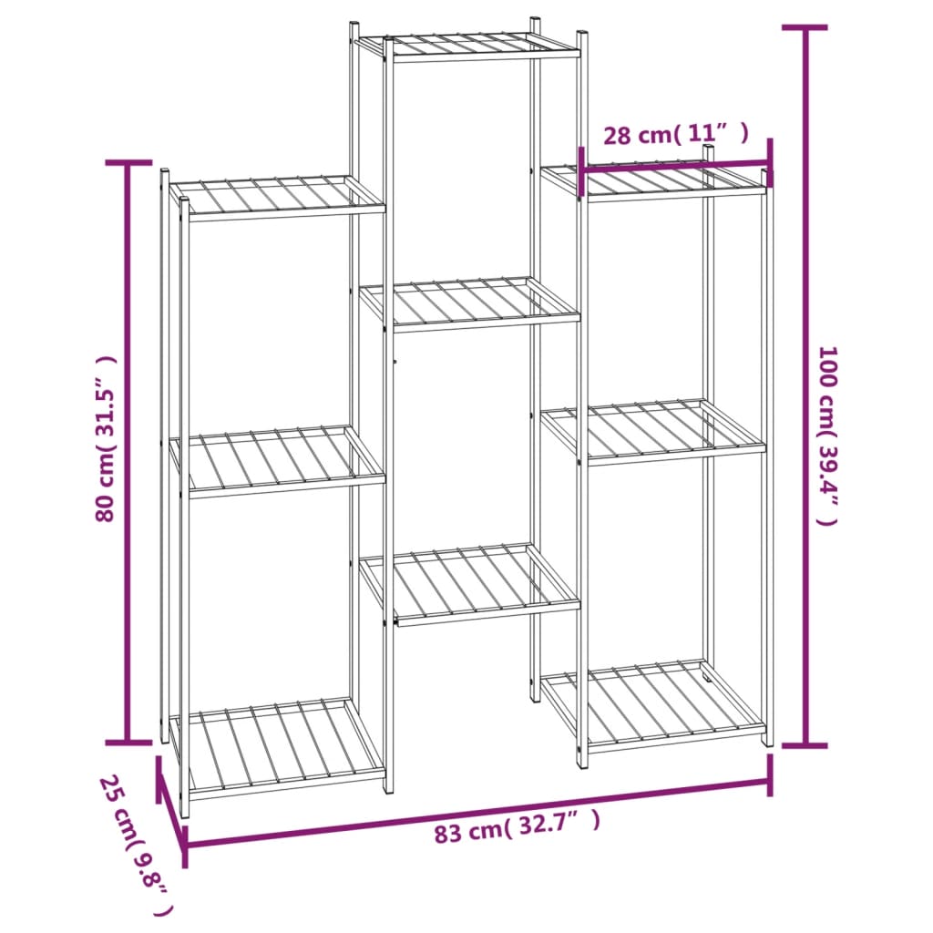 Flower Stand 32.7x9.8x39.4 Black Iron