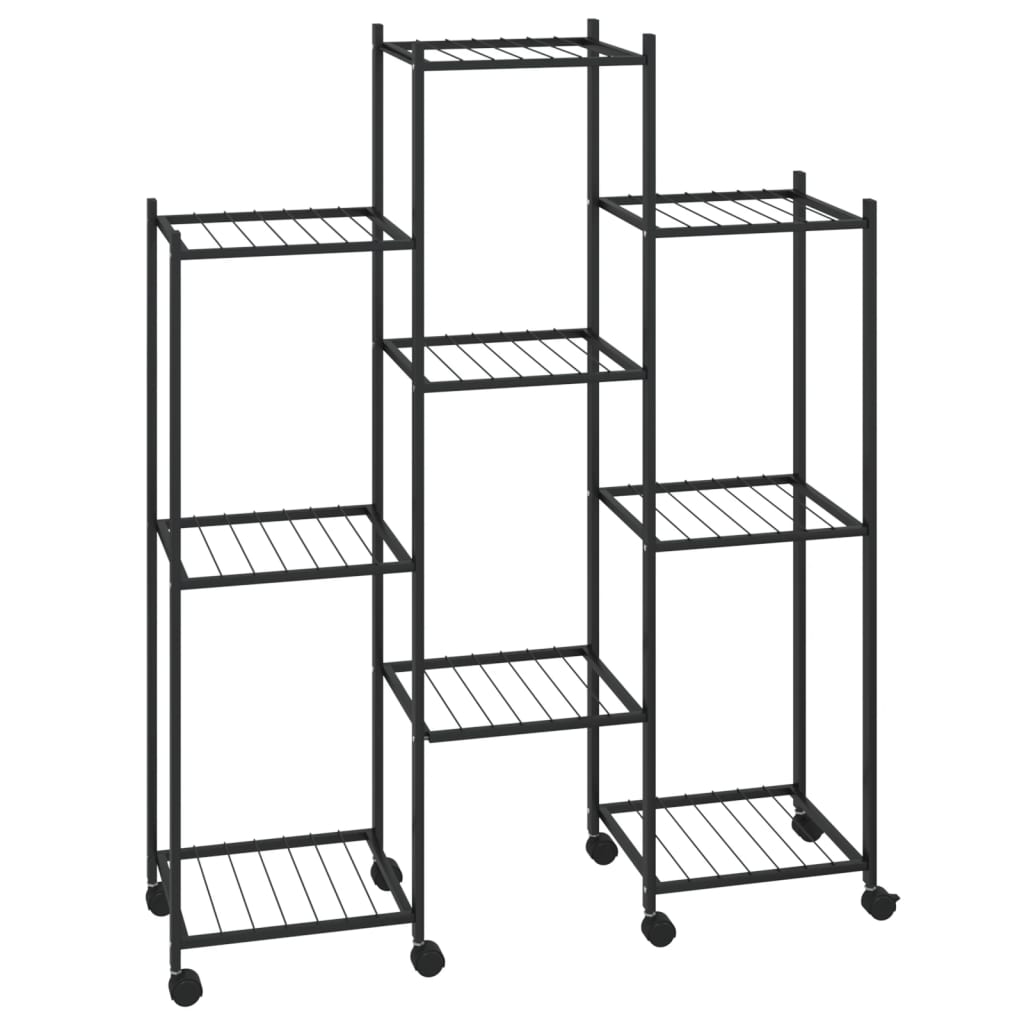 Flower Stand with Wheels 32.7x9.8x40.7 Black Iron