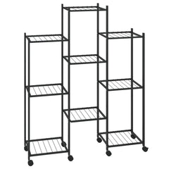 Flower Stand with Wheels 32.7x9.8x40.7 Black Iron