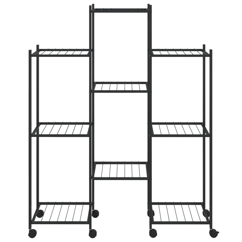 Flower Stand with Wheels 32.7x9.8x40.7 Black Iron