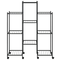 Flower Stand with Wheels 32.7x9.8x40.7 Black Iron