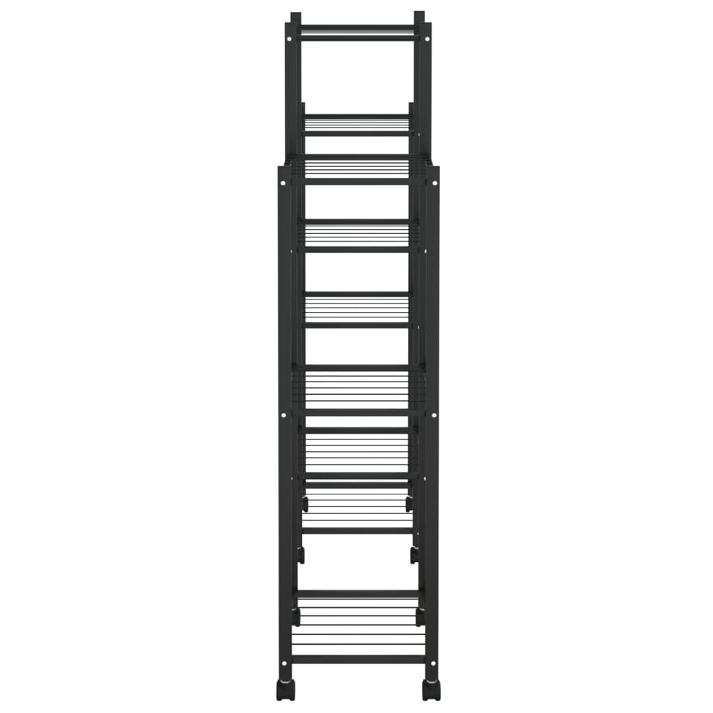 Flower Stand with Wheels 32.7x9.8x40.7 Black Iron