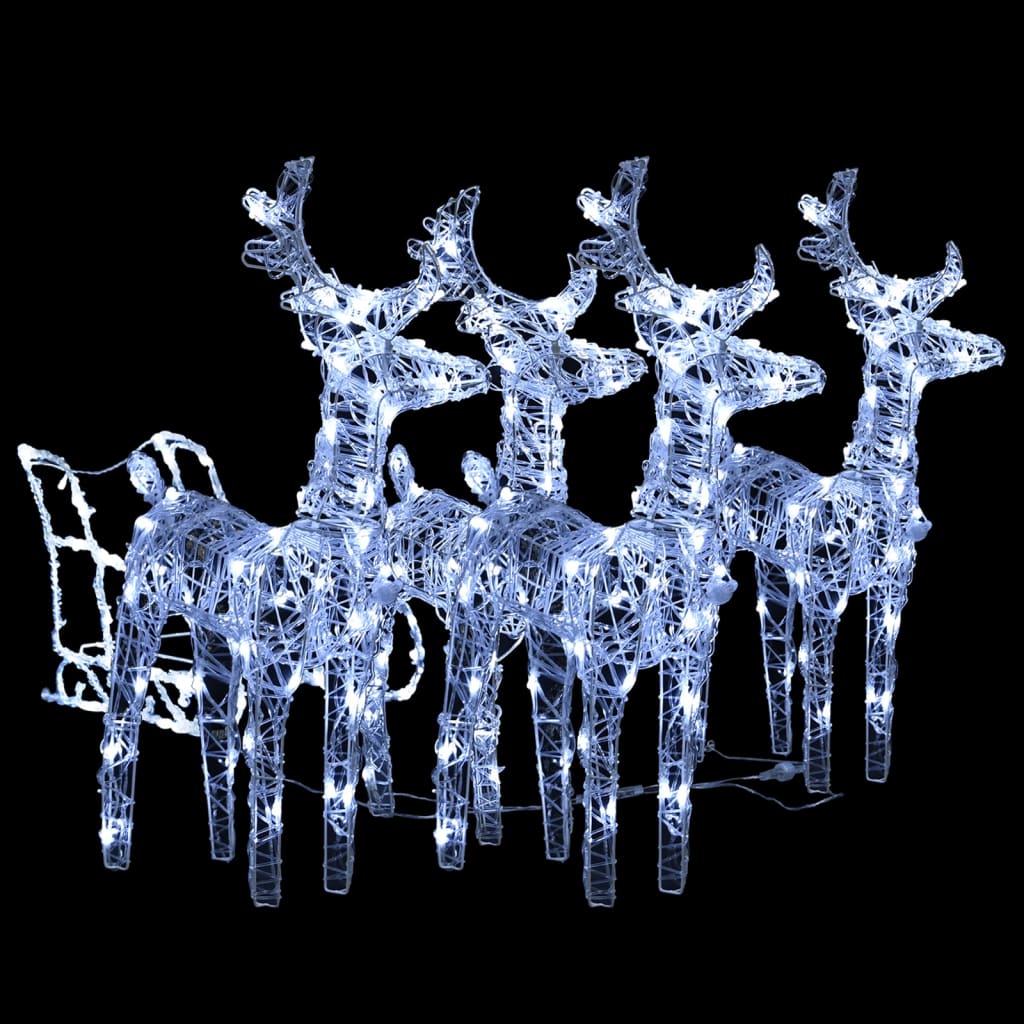 Acrylic reindeer and sleigh Christmas decoration with 240 LEDs.