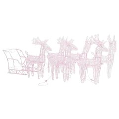 Pink acrylic reindeer and sleigh Christmas decoration with 320 LEDs.
