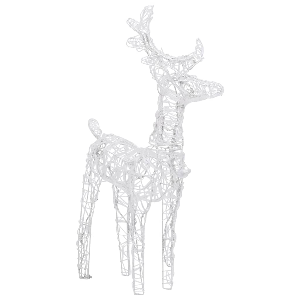 White wireframe reindeer Christmas decoration with acrylic elements and LED lights.
