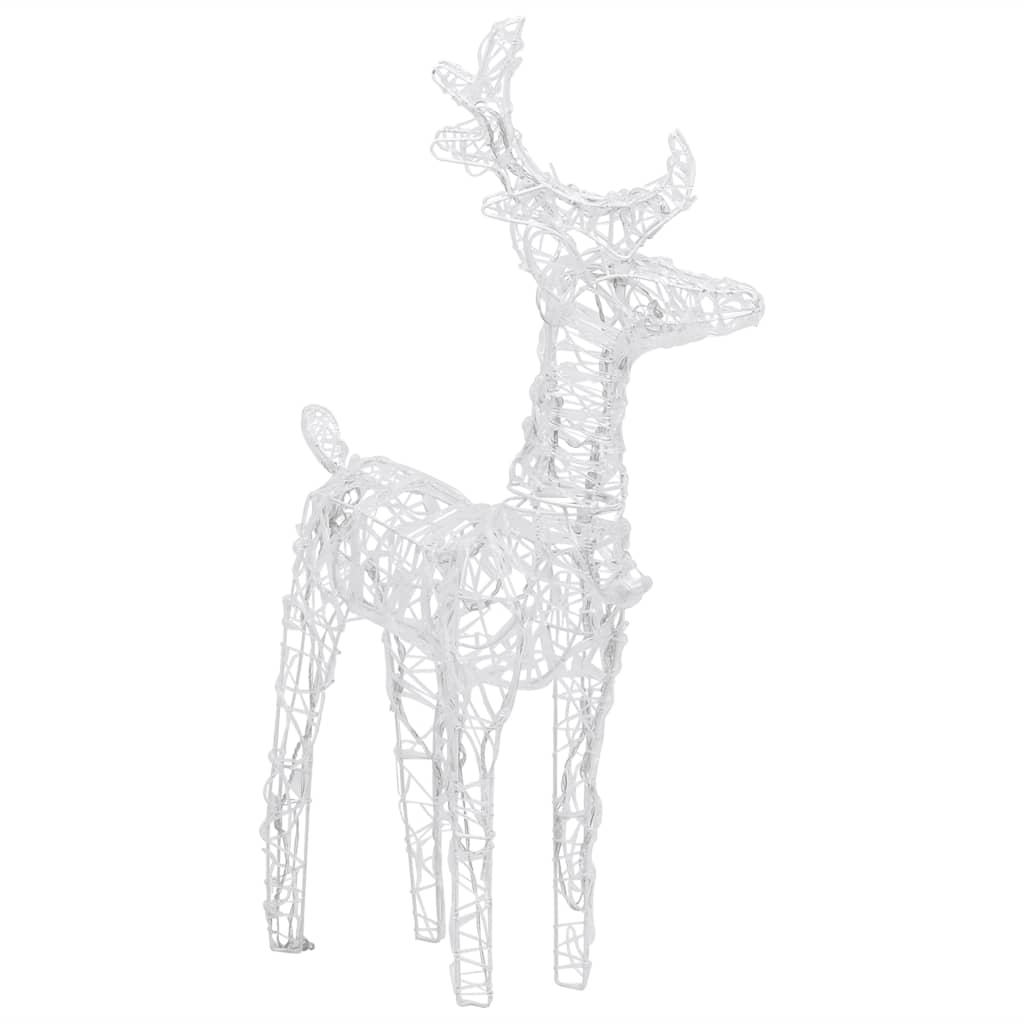 White wireframe reindeer Christmas decoration with acrylic panels and LED lights.