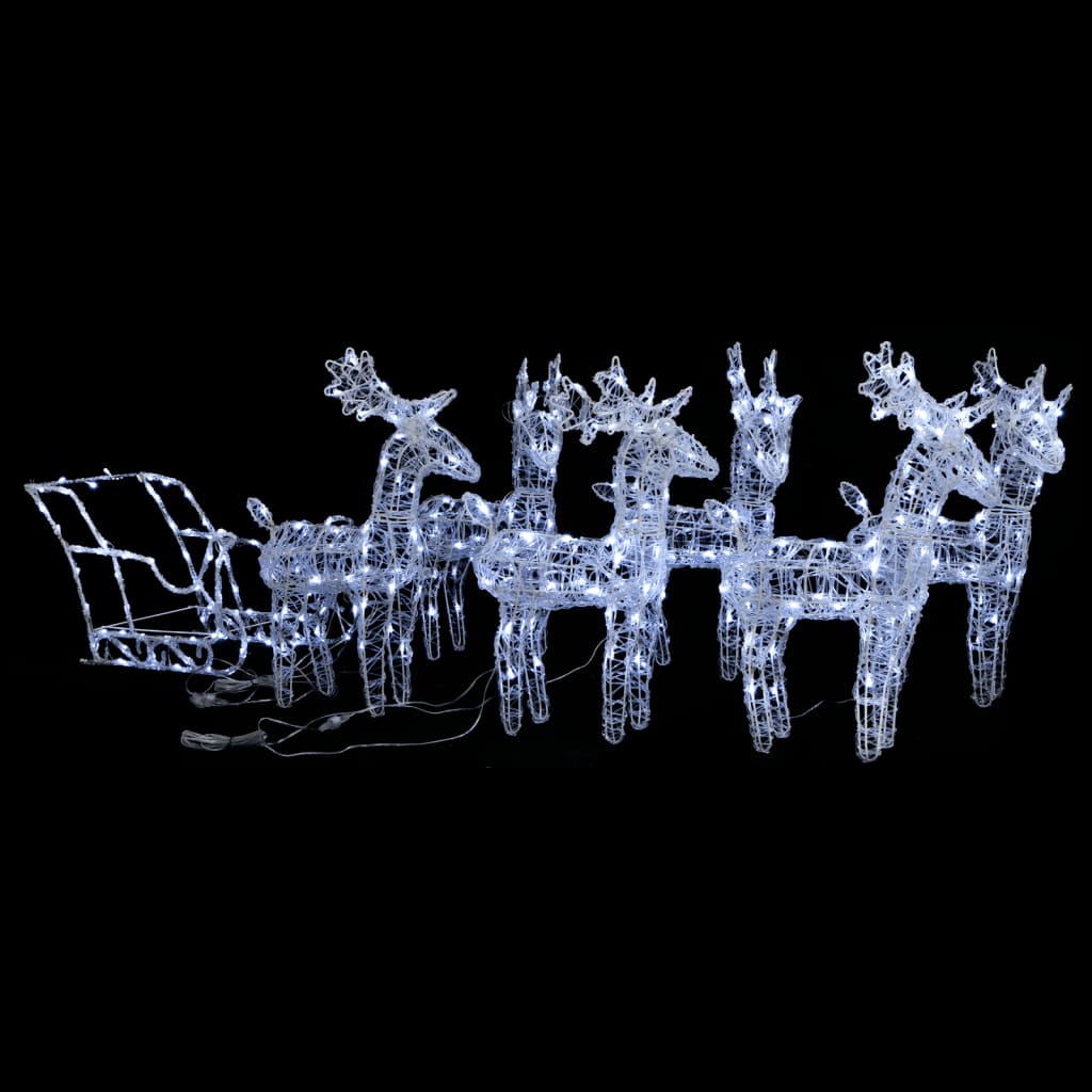 Acrylic reindeer and sleigh Christmas decoration with 320 LEDs.