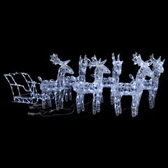 Acrylic reindeer and sleigh Christmas decoration with 320 LEDs.