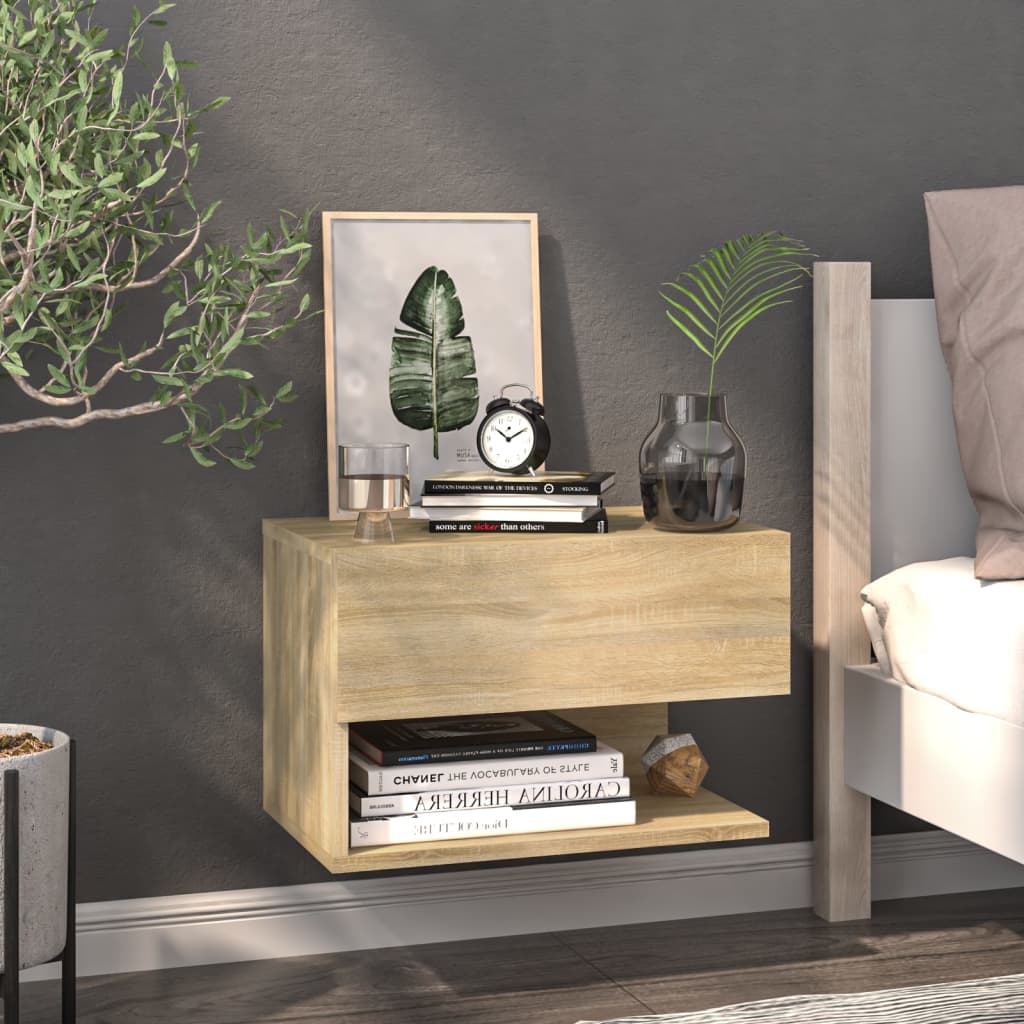 Wall-mounted Bedside Cabinet Sonoma Oak Engineered Wood Small