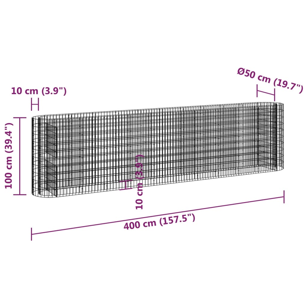 Gabion Raised Bed Galvanized Iron 157.5x19.7x39.4
