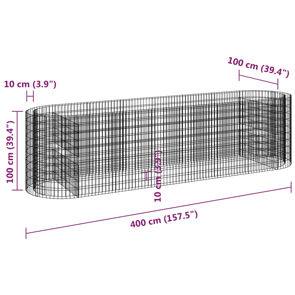 Gabion Raised Bed Galvanized Iron 157.5x39.4x39.4
