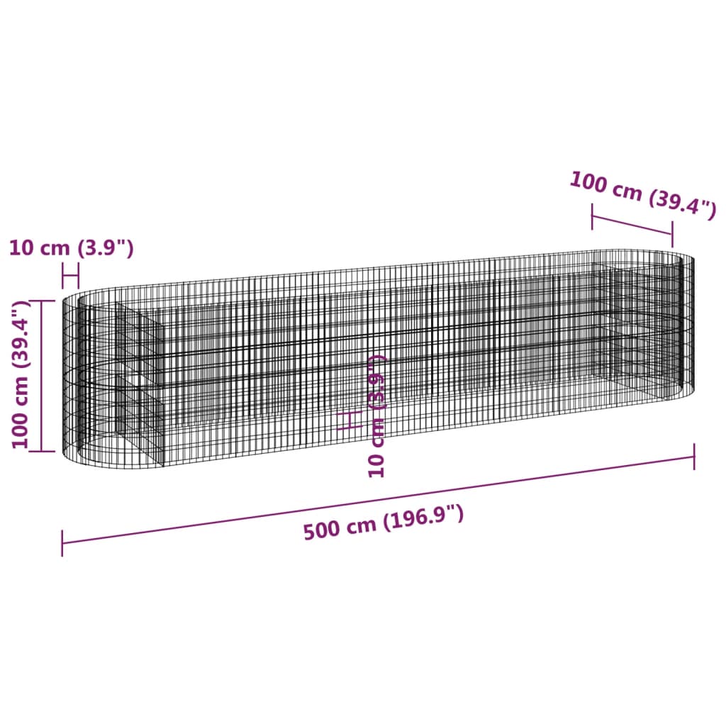 Gabion Raised Bed Galvanized Iron 196.9x39.4x39.4