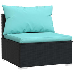 Garden Lounge Set Black PE Rattan Medium Modular