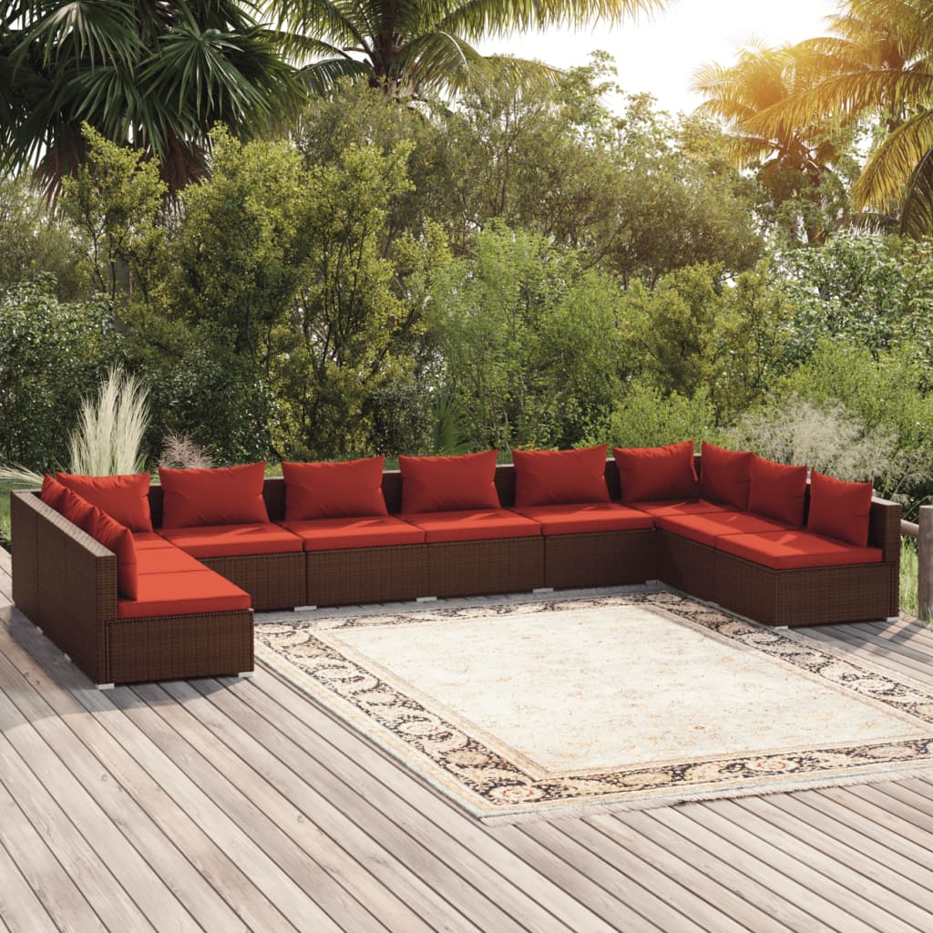 Garden Lounge Set Brown, Cinnamon Red
