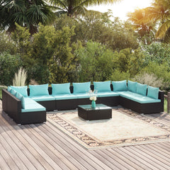 Garden Lounge Set Black and Water Blue