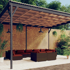 Garden Lounge Set Brown & Cinnamon red