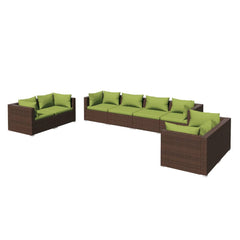 Garden Lounge Set Brown, Cushion Green