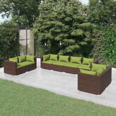 Garden Lounge Set Brown, Cushion Green