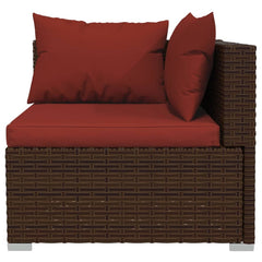 Garden Lounge Set Brown PE rattan Medium Removable Covers