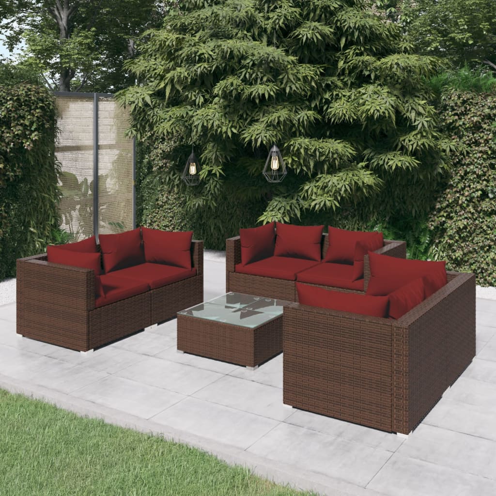 Garden Lounge Set Brown PE rattan Medium Removable Covers