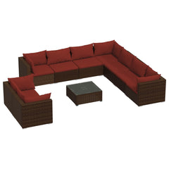 Garden Lounge Set Brown PE rattan Large Modular