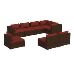 Garden Lounge Set Brown and Cinnamon Red
