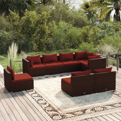 Garden Lounge Set Brown and Cinnamon Red
