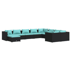 Garden Lounge Set Black and water blue